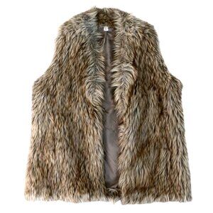 S/M Soft y2k brown faux fur vest